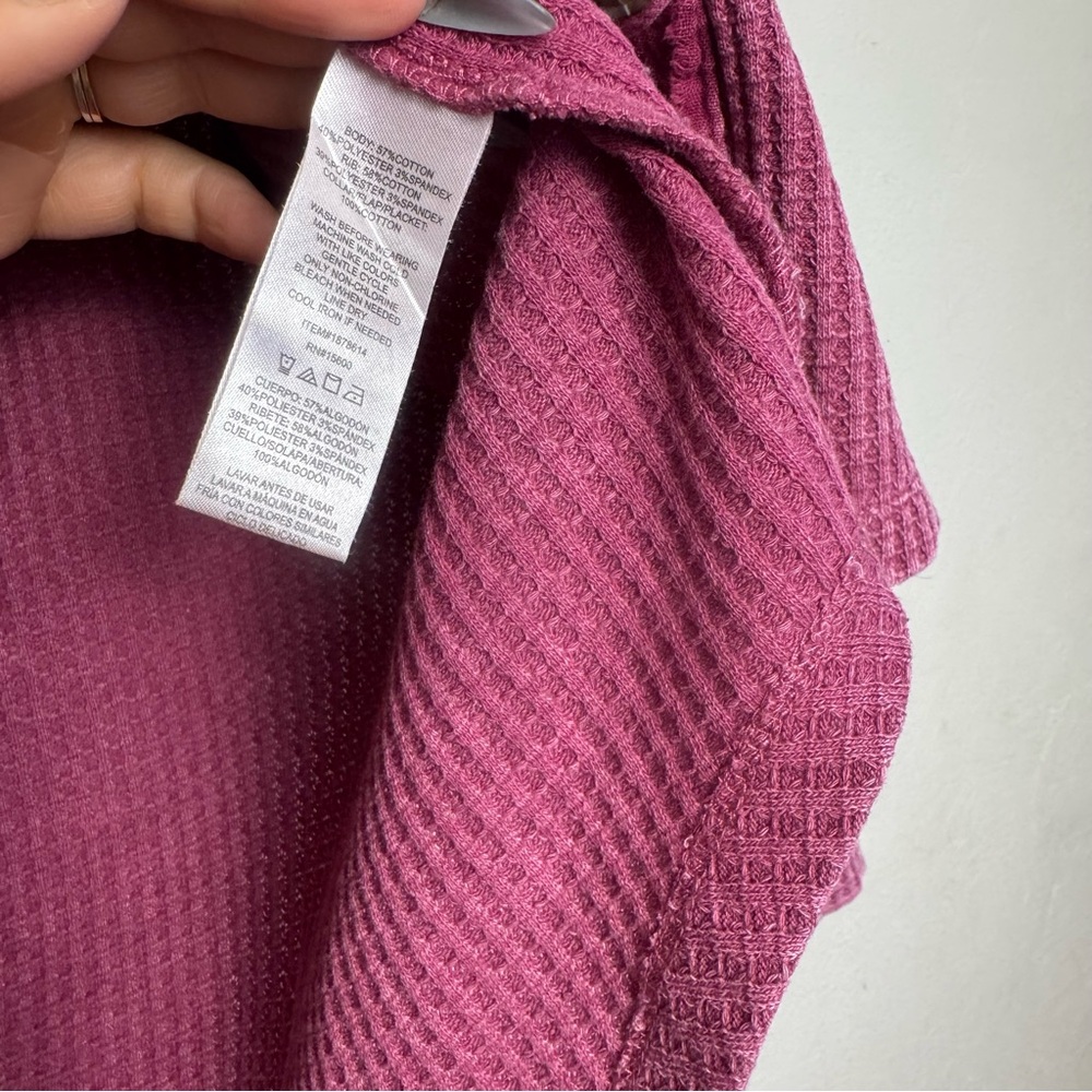 Briggs Mineral Wash‎ Waffle Knit Button Down Long Sleeve Top - Picture 8 of 8